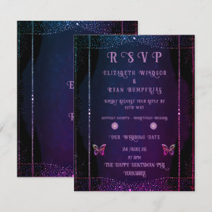 Elegant Mauve and Gold Wedding RSVP Card
