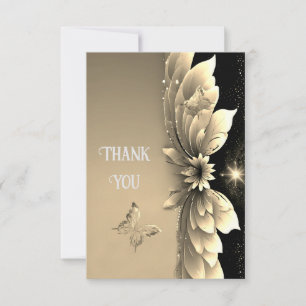 Elegant Mauve and Gold Wedding Thank You Card
