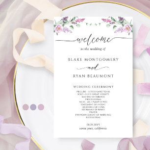 Elegant Mauve and Purple Floral Wedding Program