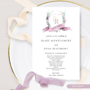 Elegant Mauve and Purple Monogram Wedding Program