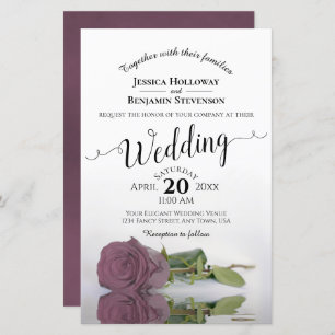 Elegant Mauve Dusty Rose BUDGET Wedding Invitation