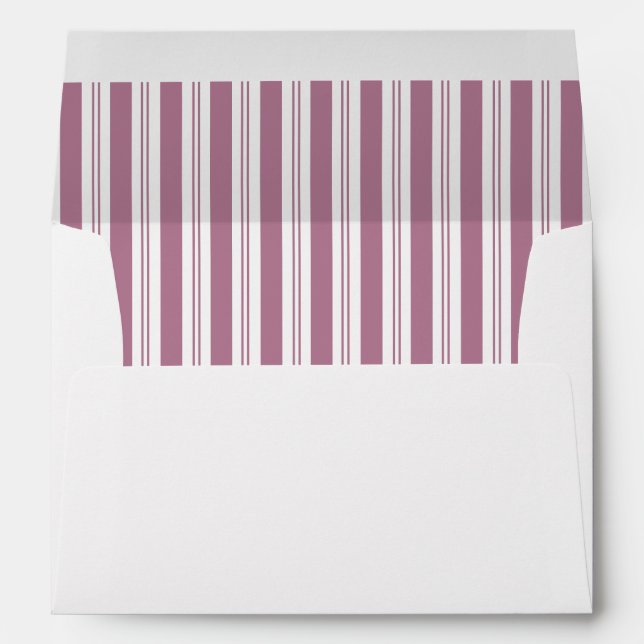 Elegant Mauve Dusty Rose Stripes Wedding Envelope (Back (Bottom))