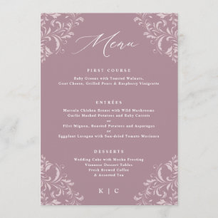Elegant Mauve Dusty Rose Vintage Wedding Menus