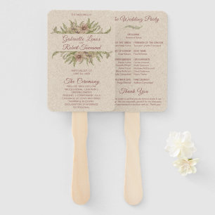 Elegant Mauve Floral & Greenery Wedding Program Hand Fan