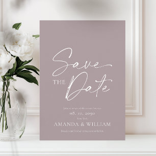 Elegant Mauve Floral Save the Date Card
