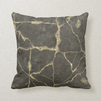 Elegant mauve grey faux gold glitter marble cushion
