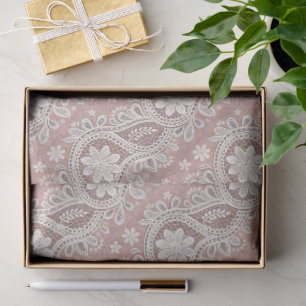 Elegant Mauve Lace Pattern Tissue Paper