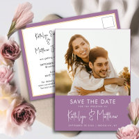 Elegant Mauve Modern Photo Wedding Save The Date