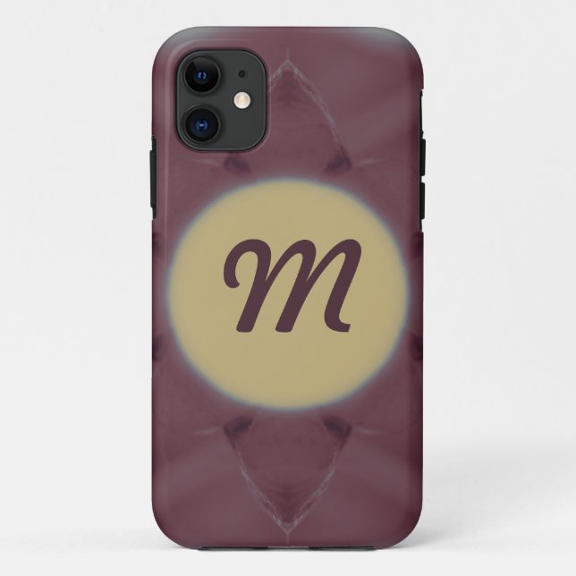 Elegant mauve monogram Case-Mate iPhone case (Back)