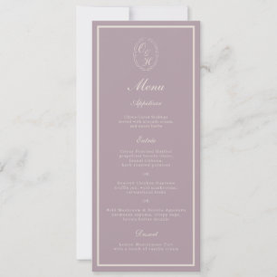 Elegant Mauve Monogram Wedding Long Menu Invitation