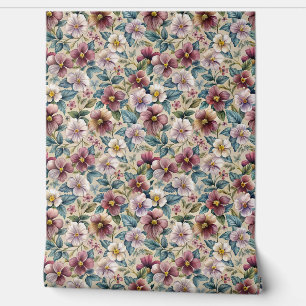 Elegant mauve pastel purple lilac burgundy violets wallpaper