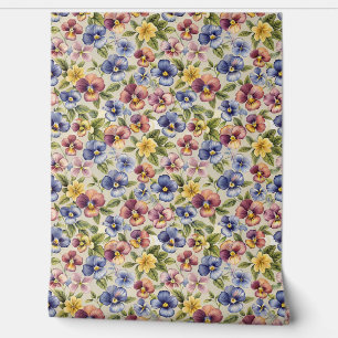 Elegant mauve pastel purple lilac yellow violets wallpaper