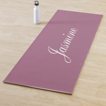 Elegant Mauve Personalised Name Yoga Mat