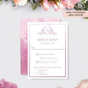 Elegant Mauve Pink Monogram with Watercolor RSVP Card