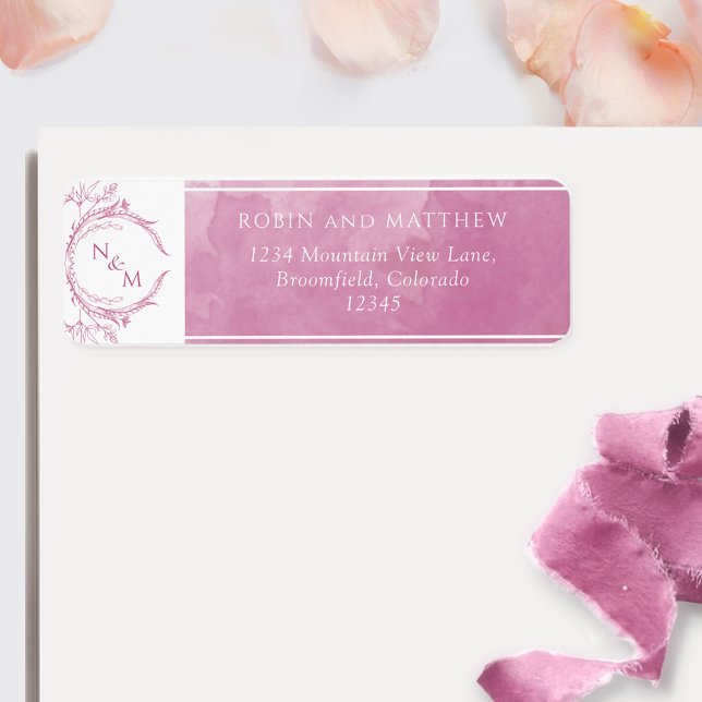 Elegant Mauve Pink Watercolor, Monogram Wedding La (Creator Uploaded)