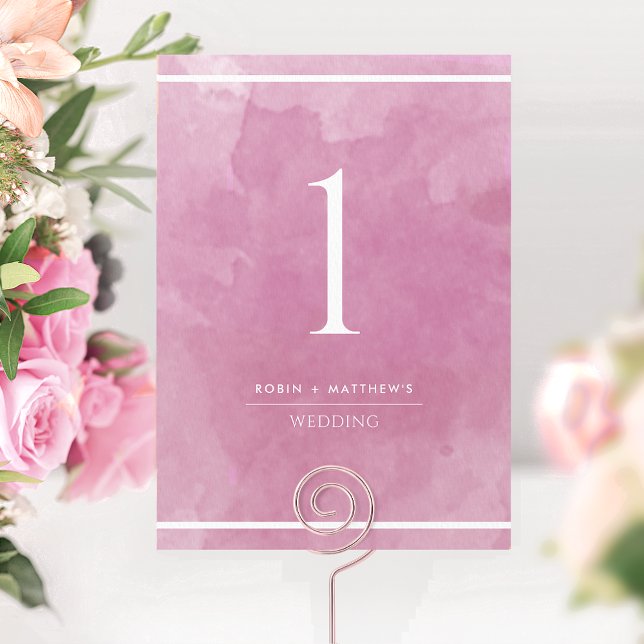Elegant Mauve Pink Watercolor Table Number (Creator Uploaded)