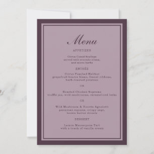 Elegant Mauve Plum Wedding Dinner Menu Card
