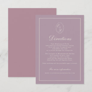 Elegant Mauve Plum Wedding Directions Card