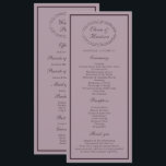 Elegant Mauve Plum Wedding Program Card<br><div class="desc">Elegant Mauve & Deep Plum wedding program card for a sophisticated Old Money wedding celebration. This refined mauve and plum ceremony program reflects timeless European estate aesthetics and classic luxury stationery style, perfect for a romantic traditional bride. Ideal for vineyard weddings, historic estates, and elegant fall ceremonies. Pair with velvet...</div>