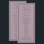Elegant Mauve Plum Wedding Program Card<br><div class="desc">Elegant Mauve & Deep Plum wedding program card for a sophisticated Old Money wedding celebration. This refined mauve and plum ceremony program reflects timeless European estate aesthetics and classic luxury stationery style, perfect for a romantic traditional bride. Ideal for vineyard weddings, historic estates, and elegant fall ceremonies. Pair with velvet...</div>