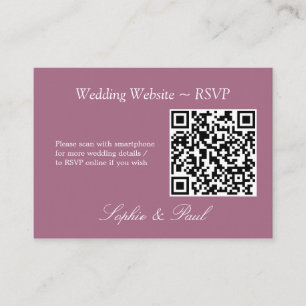 Elegant Mauve QR Code Website RSVP Card