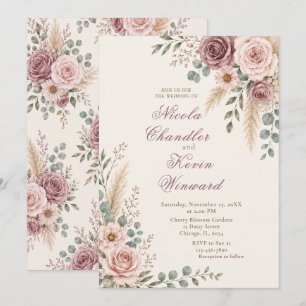 Elegant Mauve Rose Ceremony Invitation