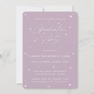 Elegant Mauve Script and Stars Graduation Party Invitation