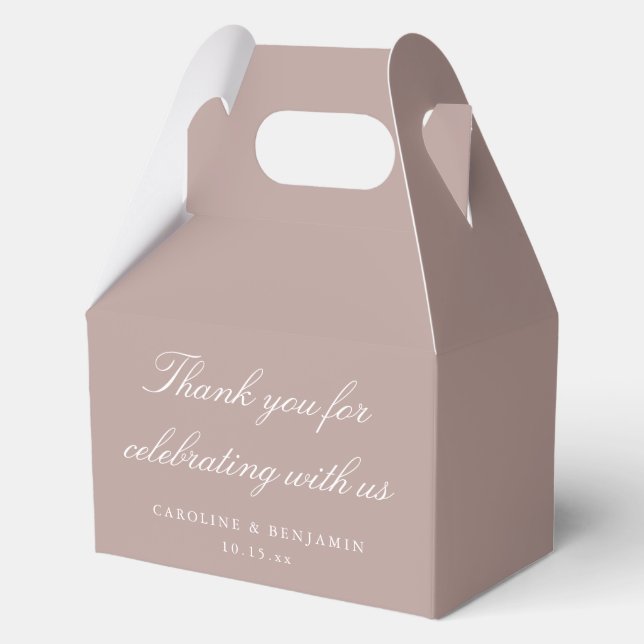 Elegant Mauve Script Wedding Custom Thank You  Favour Box (Front)