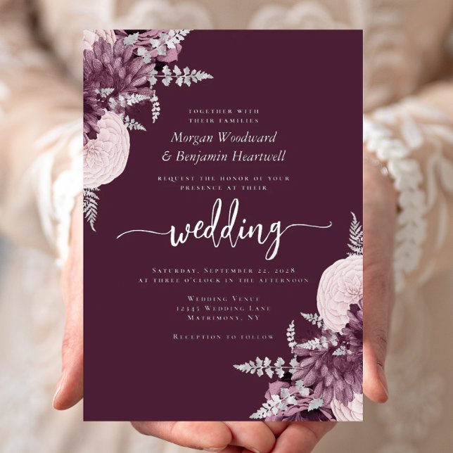 Elegant Mauve Silver Floral Wedding (Creator Uploaded)