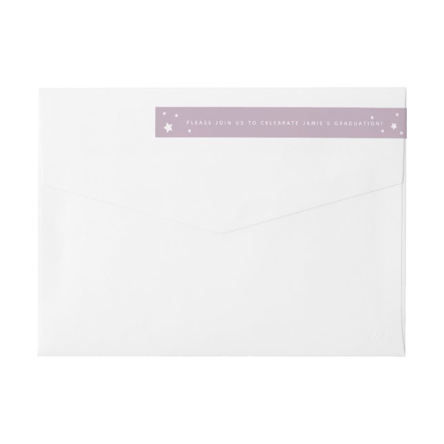 Elegant Mauve Stars Wraparound Address Label (Back)