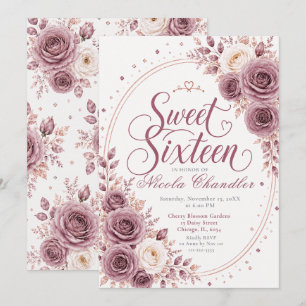Elegant Mauve Sweet 16 Invitation