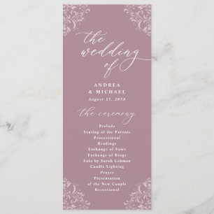 Elegant Mauve Vintage Classic Wedding Programs Programme