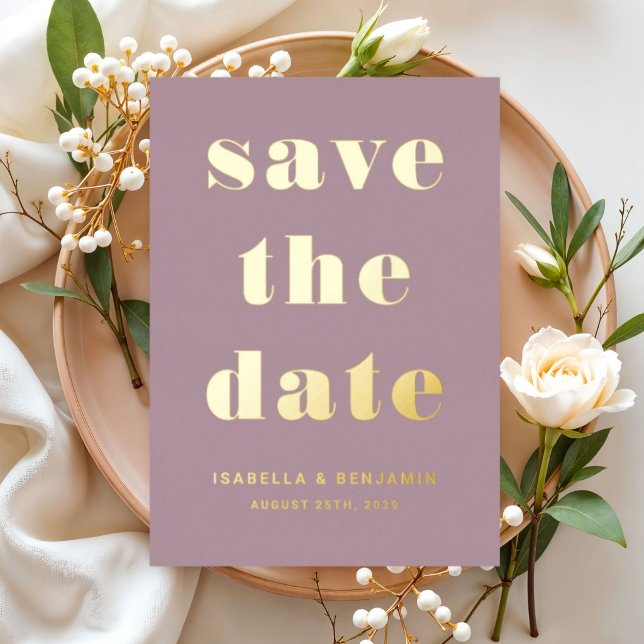 Elegant Mauve Wedding Save The Date Gold (Elegant Mauve Wedding Save The Date Gold Foil Invitation)