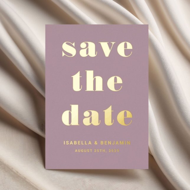 Elegant Mauve Wedding Save The Date Gold (Elegant Mauve Wedding Save The Date Gold Foil Invitation)