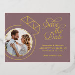 Elegant Mauve Wedding Save the Date Photo Foil Invitation Postcard<br><div class="desc">Engagement Ring Photo Wedding Announcements.</div>