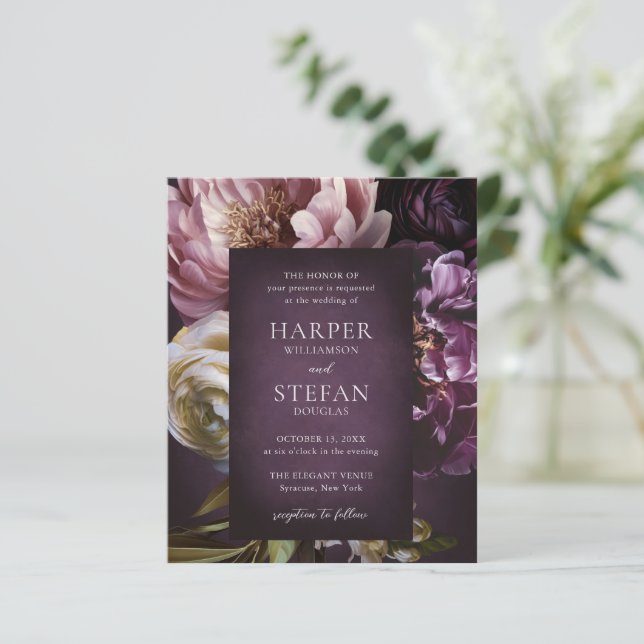 Elegant Maximalist Floral Wedding Invitation (Standing Front)