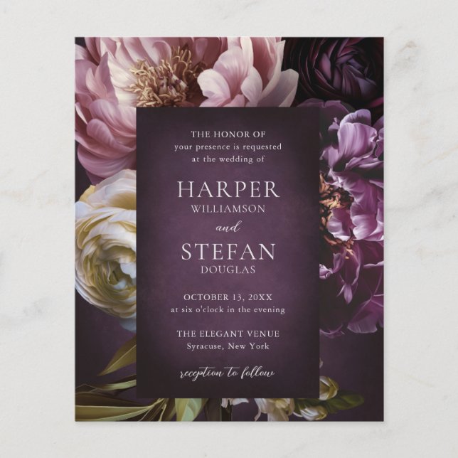 Elegant Maximalist Floral Wedding Invitation Flyer (Front)