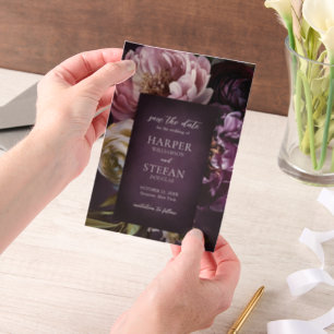Elegant Maximalist Floral Wedding Save the Date Vellum Invitations