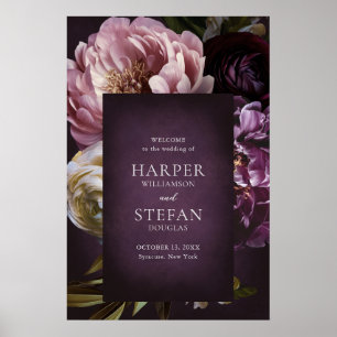 Elegant Maximalist Floral Wedding Welcome Sign