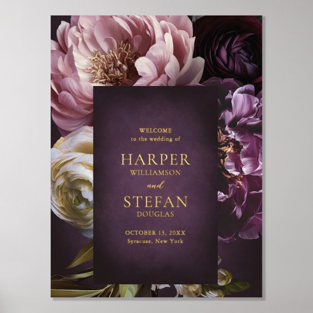 Elegant Maximalist Floral Wedding Welcome Sign (Front)