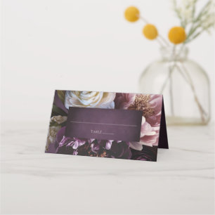 Elegant Maximalist Purple Floral Wedding Place Card