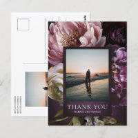 Elegant Maximalist Purple Floral Wedding Thank You