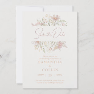 Elegant Meadow Minimalist Floral Save the Date Invitation