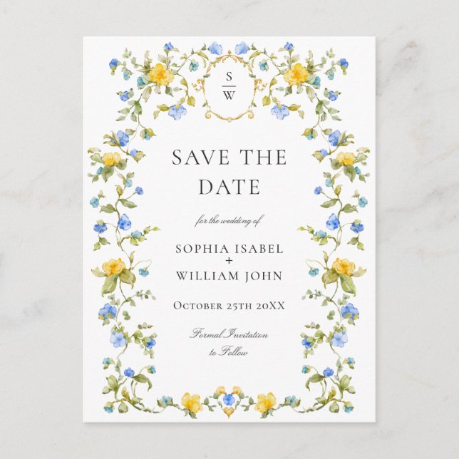 Elegant Meadow Wildflowers Wedding Save the Date Postcard (Front)