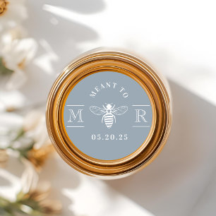 Elegant Meant to Bee Honey Wedding Favour Blue Classic Round Sticker
