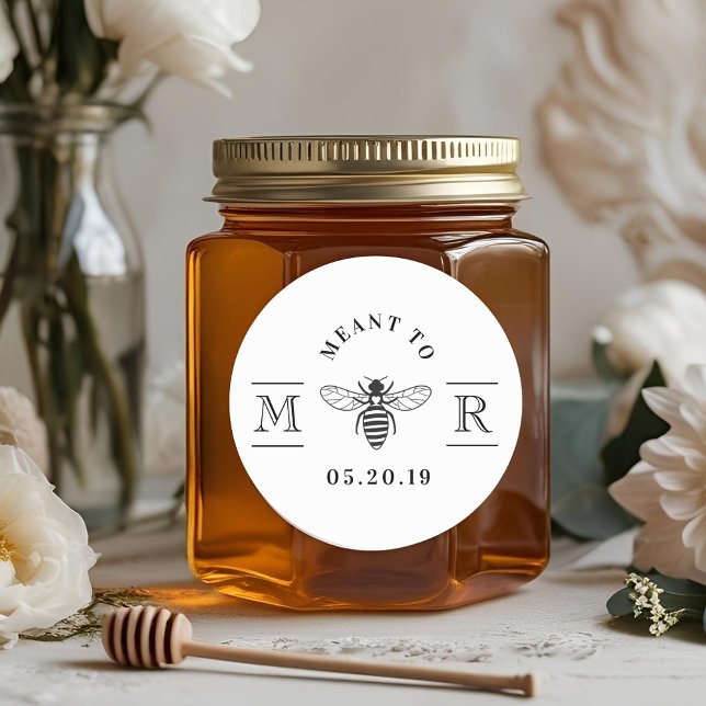 Elegant Meant to Bee Honey Wedding Favour Classic Round Sticker (Creator Uploaded)