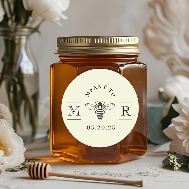 Elegant Meant to Bee Honey Wedding Favour Classic Round Sticker (Creator Uploaded)