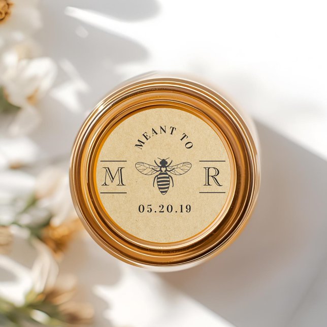 Elegant Meant to Bee Honey Wedding Favour Kraft Classic Round Sticker (Creator Uploaded)