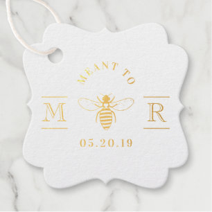 Elegant Meant to Bee Honey Wedding Gold Foil Favour Tags