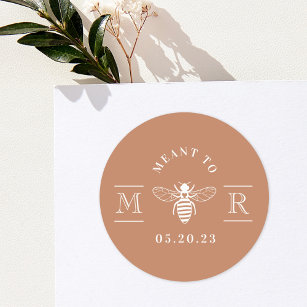 Elegant Meant to Bee Wedding Favor Terracotta Classic Round Sticker